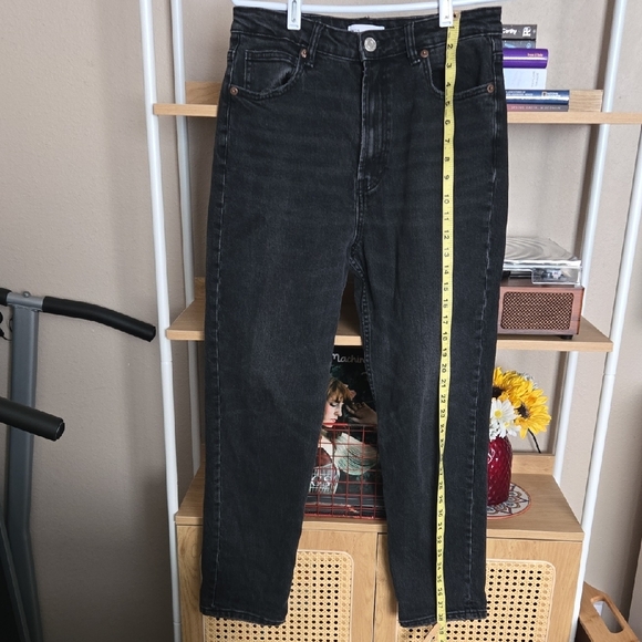 Zara Black Washed High Rise Straight Leg Jeans Size 8 Womens Denim - Picture 2 of 13
